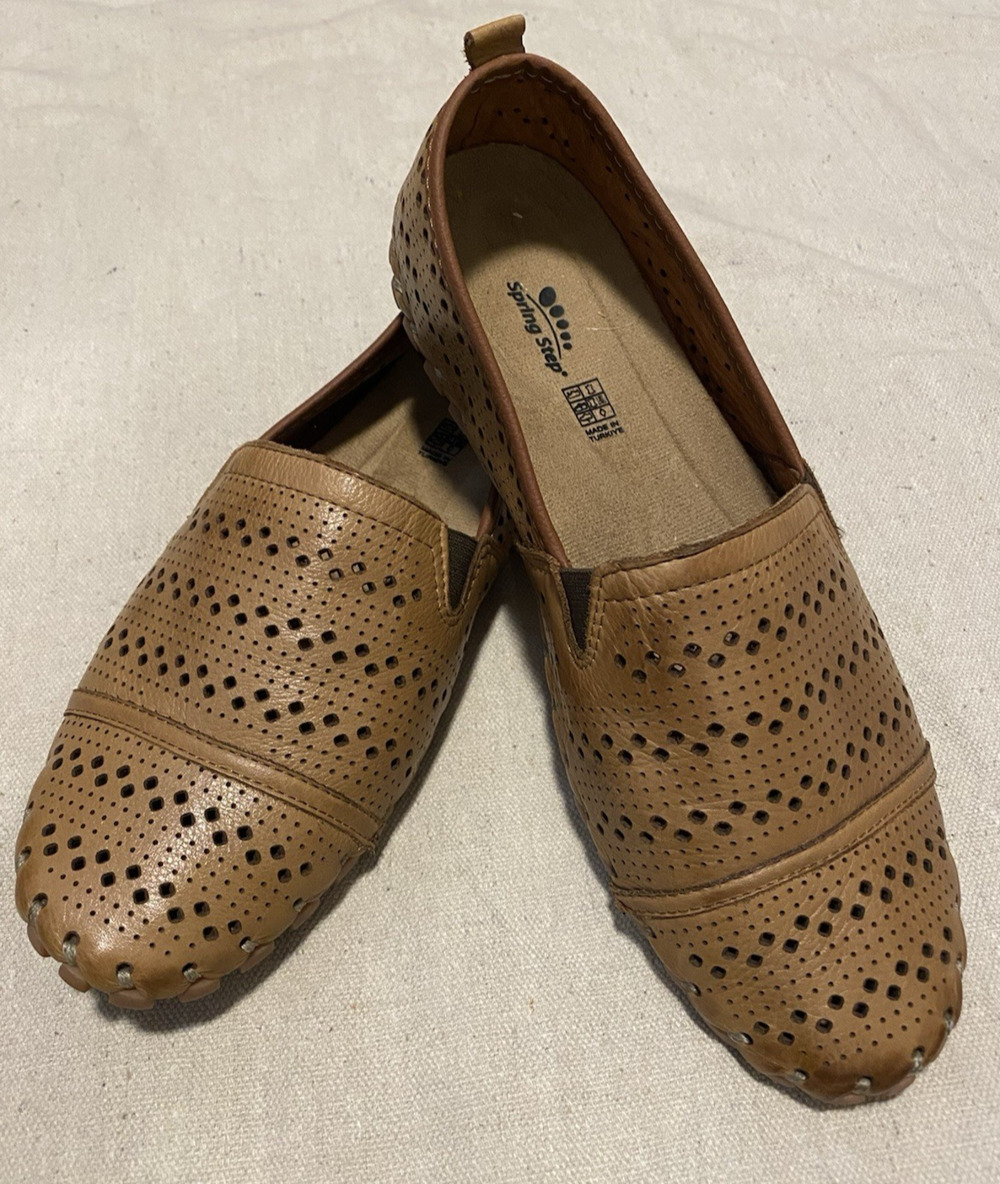 Spring Step Womens Fredia Loafers US 9 EU 40 Brown Leather Slip On Moccasin Shoe